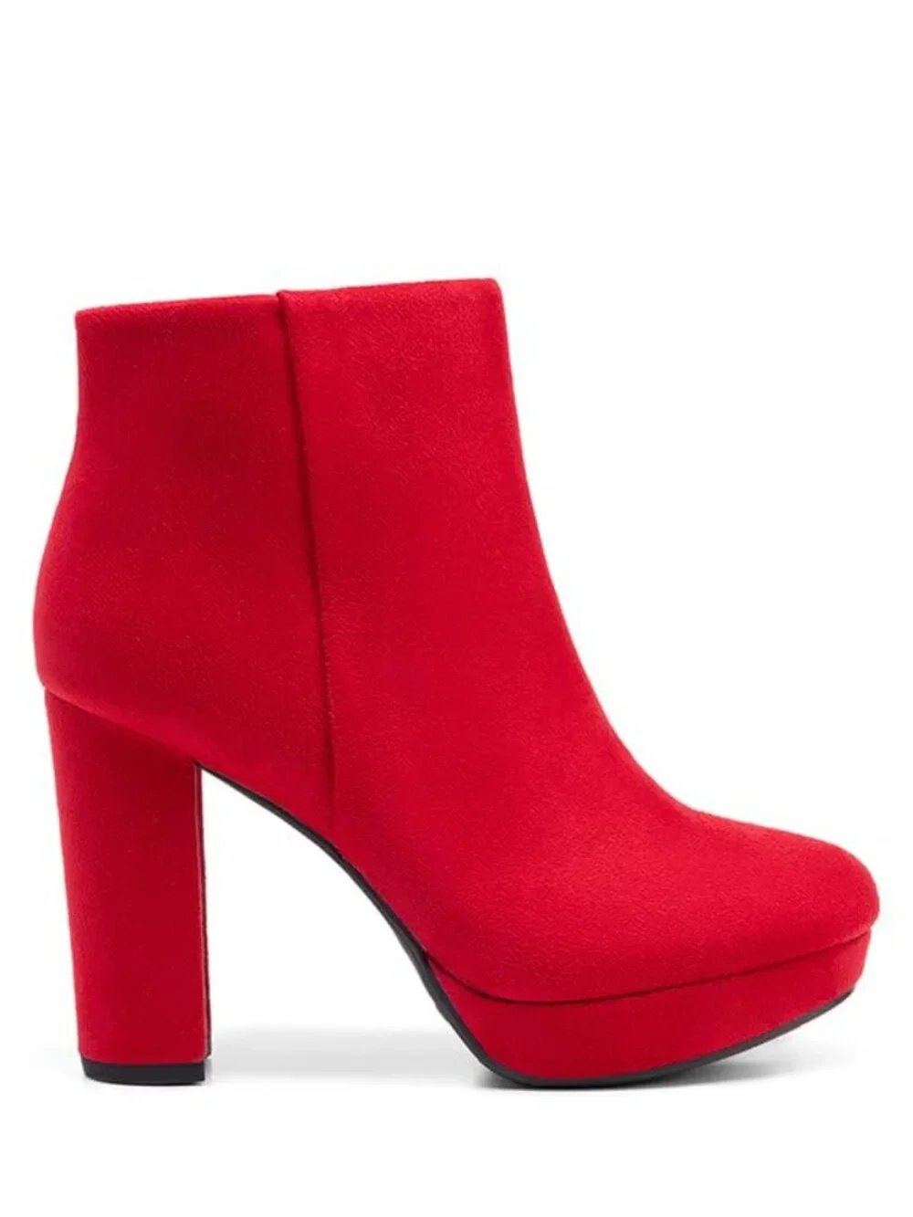 Chunky Block Heel Ankle Boots with Platform and Zip Closure